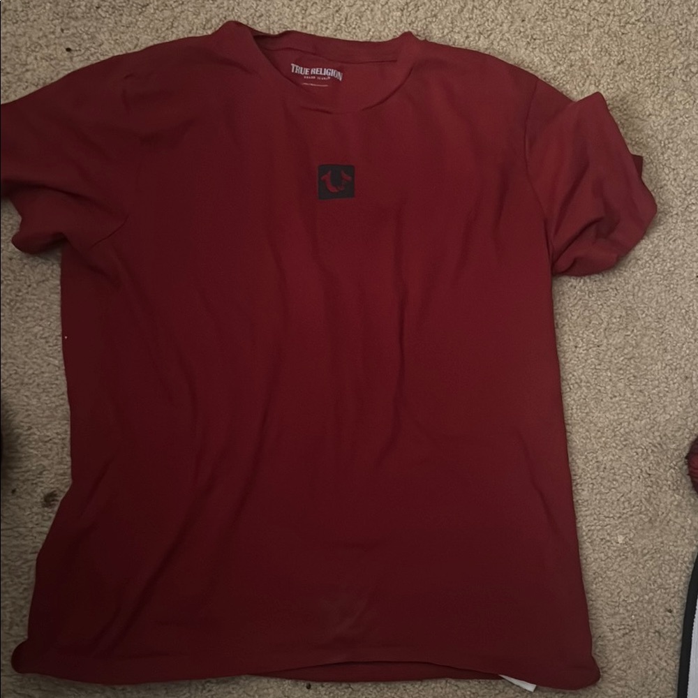 True Religion Men's Deep Red Short Sleeve Tee